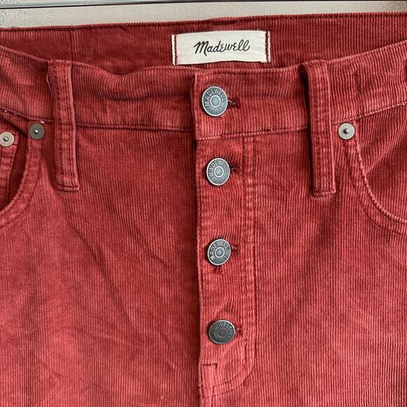 Madewell Cali Demi Button Fly Corduroy Pants Rust Orange 31 - Picture 4 of 10
